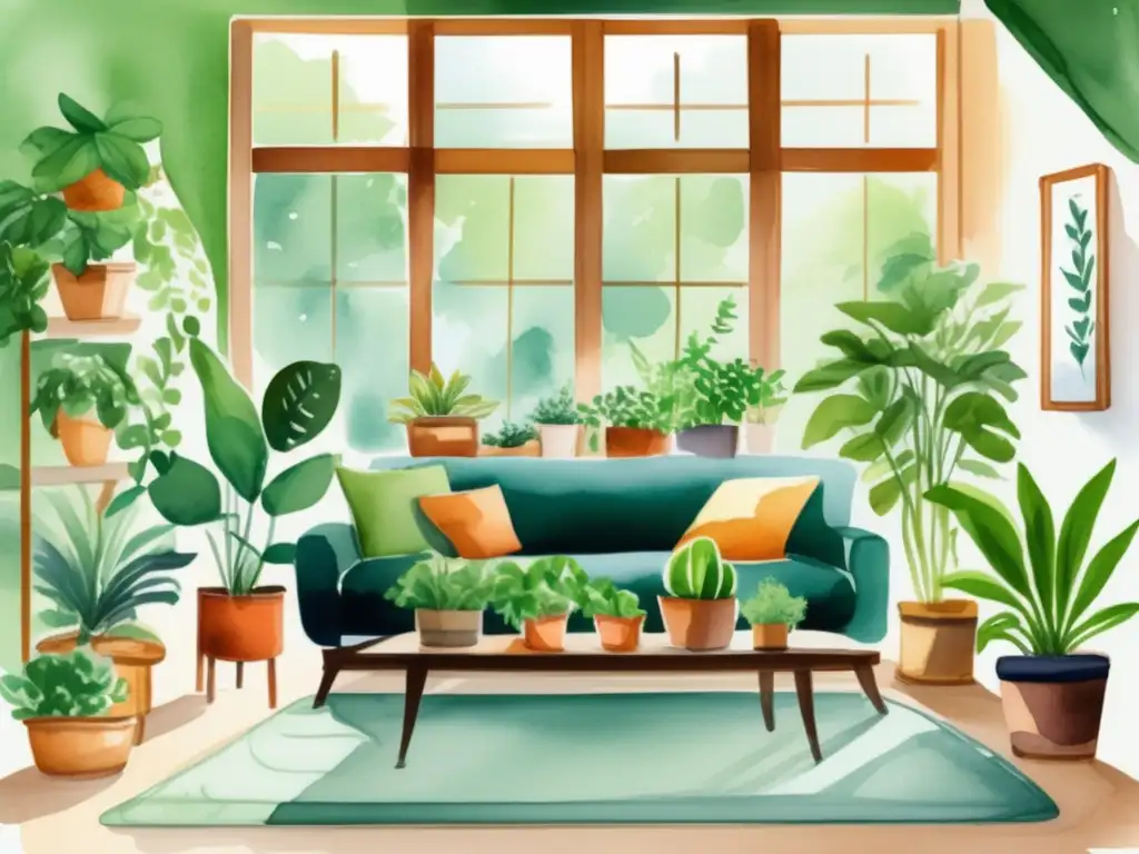 Living room con plantas seguras para mascotas