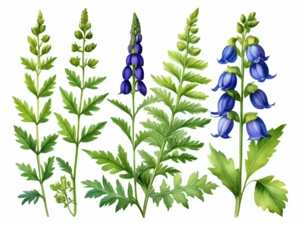 Aconitum, planta venenosa y hermosa, en detalle