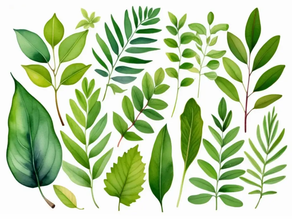 Ilustración botánica de hojas de plantas: Importancia de la morfología en la identificación de plantas