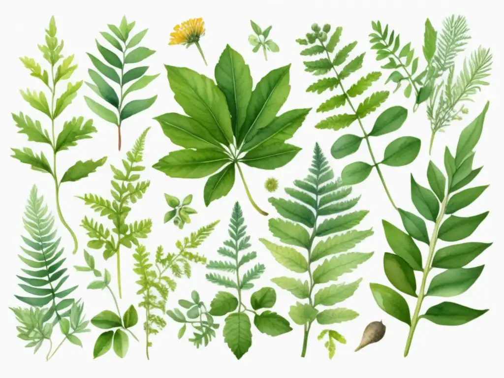 Guía práctica: Plantas medicinales, diversidad de formas y tamaños en ilustración acuarela