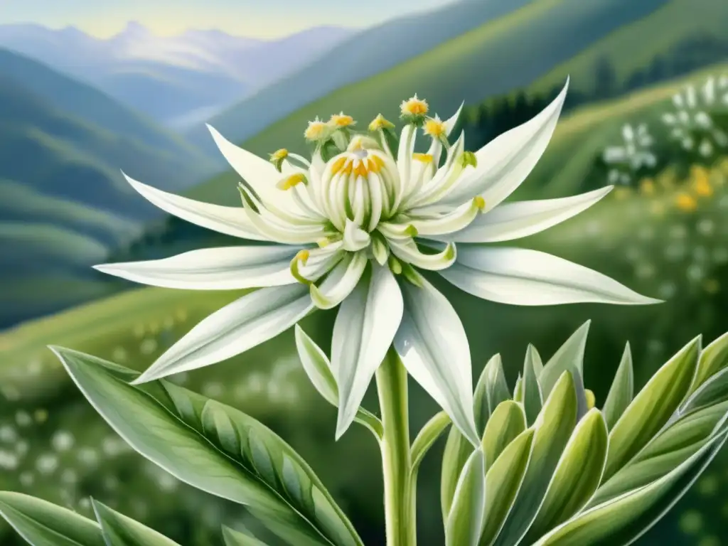 Edelweiss de Java: Características de una flor resistente y hermosa en un paisaje montañoso exuberante