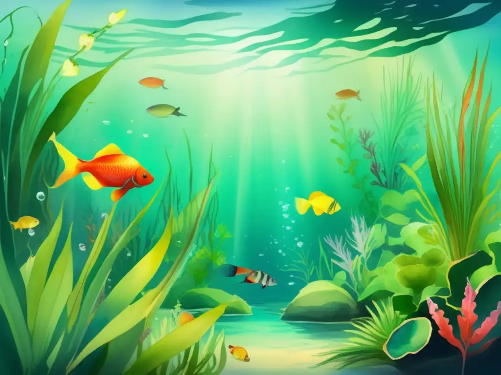 Ecosistema submarino vibrante, lleno de vida y color Ecosistema acuático: plantas, peces y peligro de toxicidad