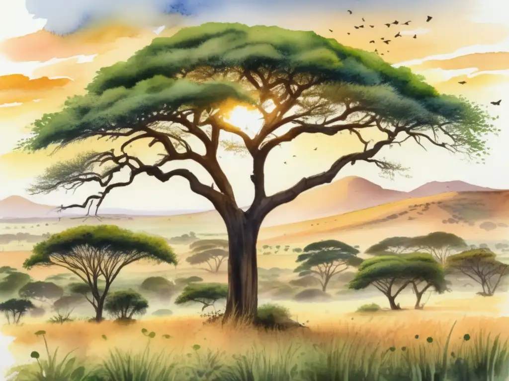 Un majestuoso árbol Marula en una exuberante paisaje africano: símbolo de fertilidad y longevidad en la cultura africana