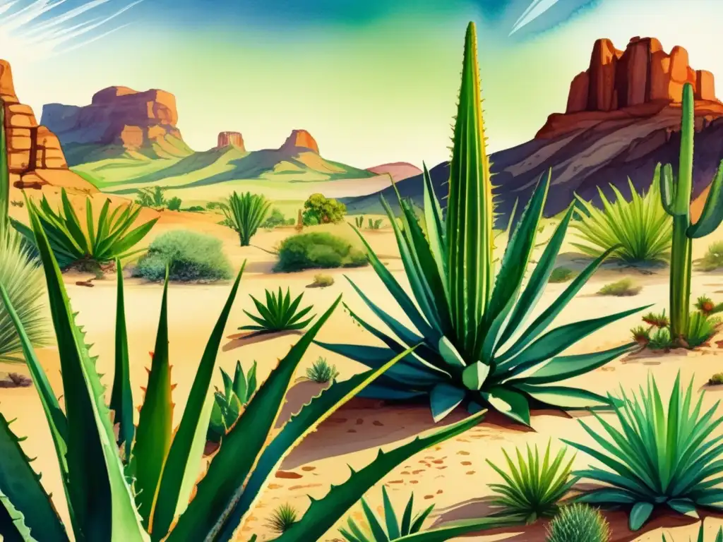 Paisaje desértico con aloe vera: beneficios medicinales