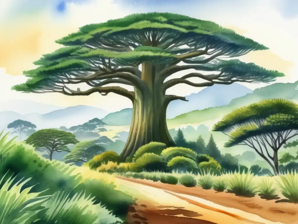 Características del Árbol de la Goma Araucaria en la majestuosa imagen de la naturaleza africana