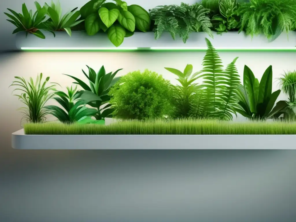 Ilustración 8k de arquitectura sustentable con plantas medicinales