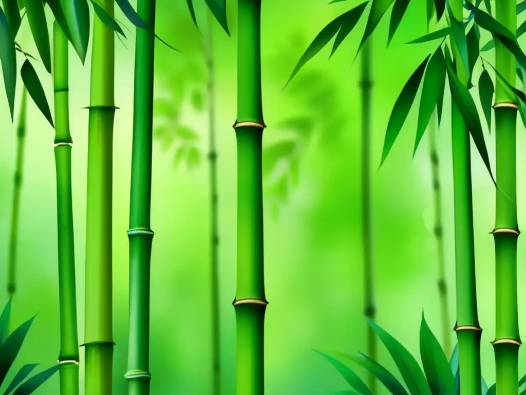 Importancia cultural del bambú en China: pintura vibrante de un exuberante bosque de bambú