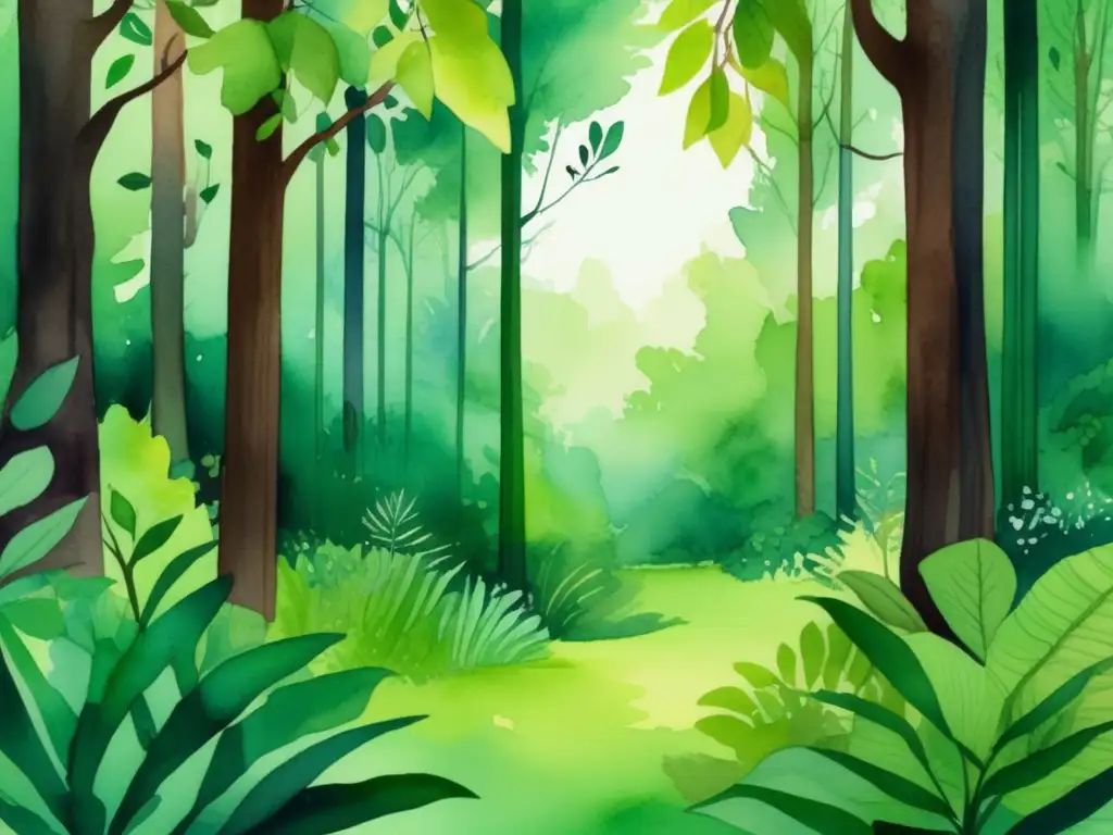 Ilustración acuarela de un exuberante bosque con plantas venenosas más letales