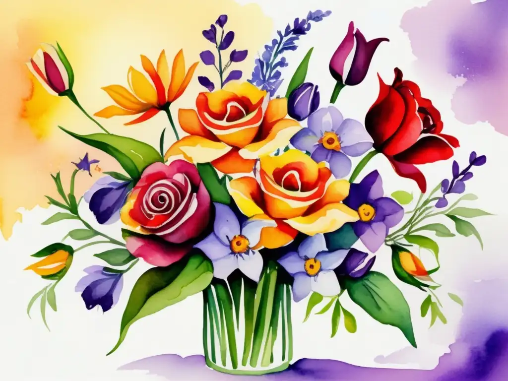 Bouquet de flores con significado simbólico, representando emociones y colores vibrantes