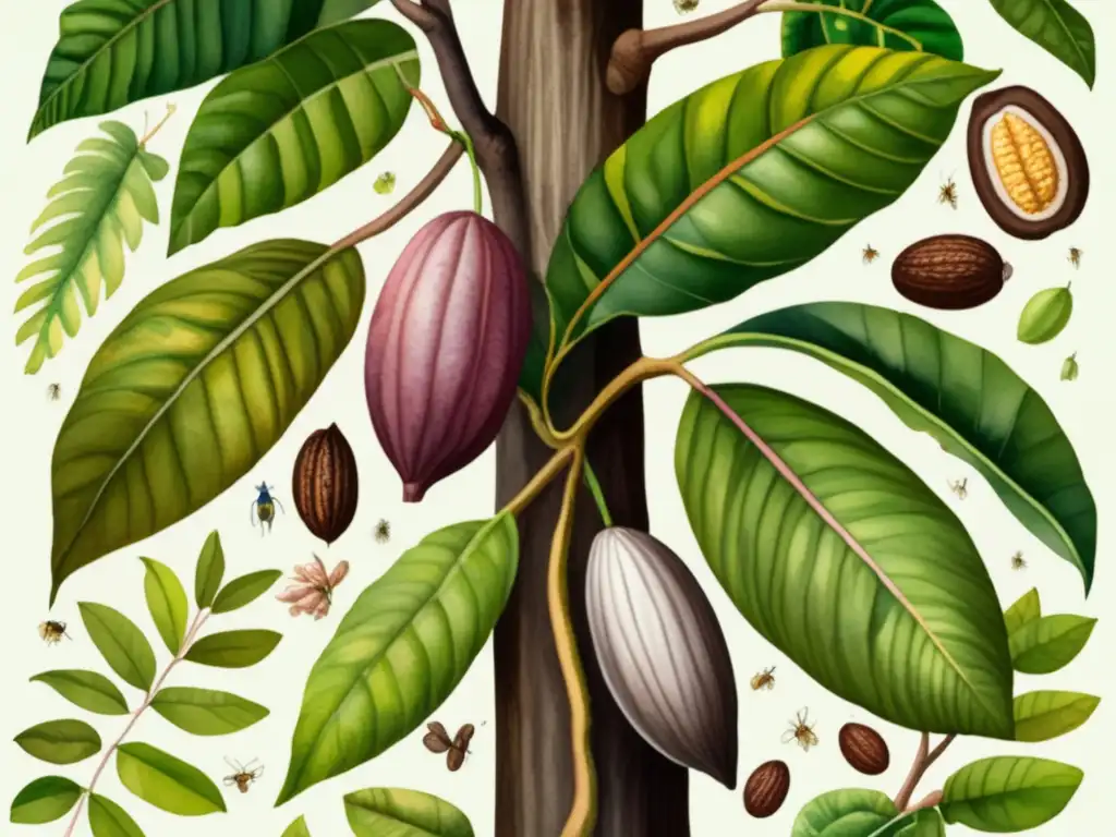 Cacao tree in a lush rainforest, showcasing its beauty and abundance