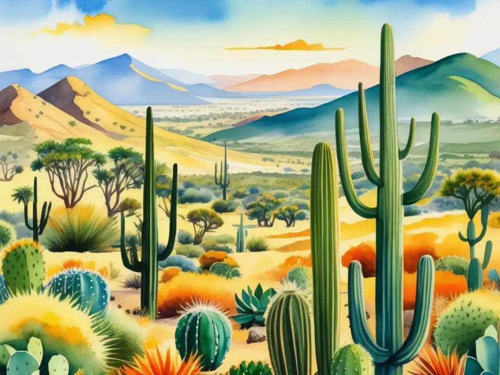 Paisaje africano con cactus vibrantes - Cactus de África características y usos