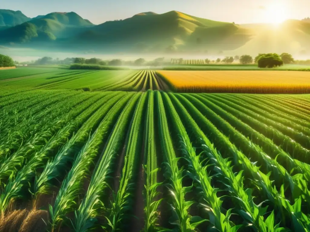 Importancia de la respiración en las plantas: campo de cultivos verdes, agricultor cuidando las plantas, detalle y colorido