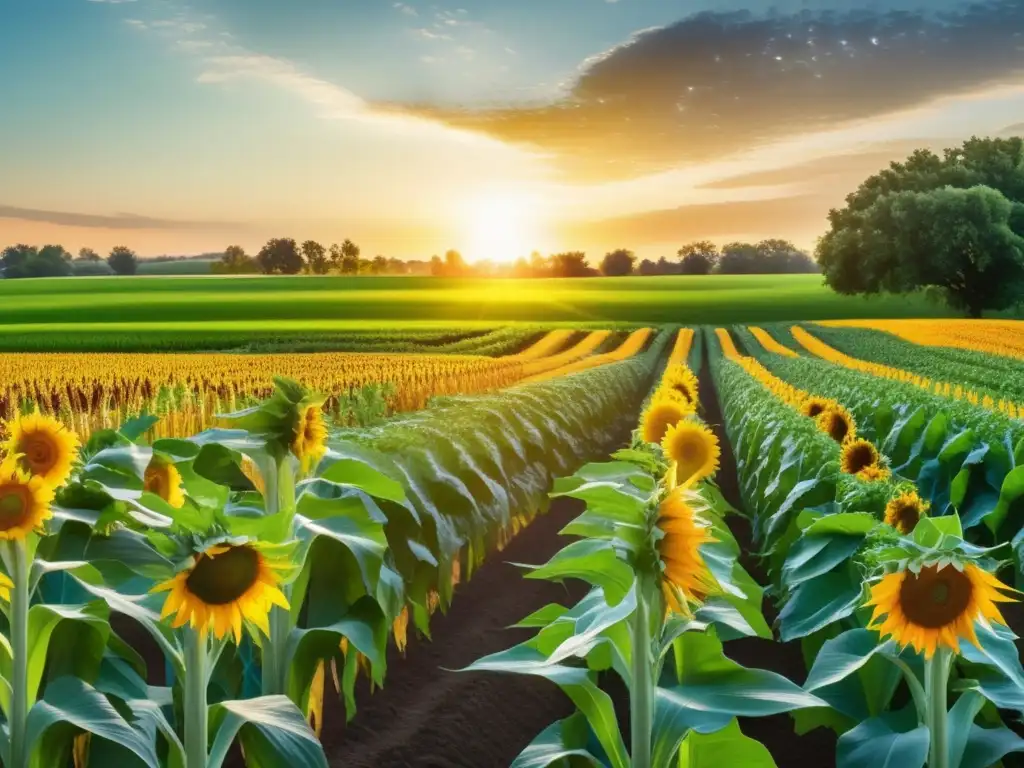 Importancia de la fotosíntesis en plantas: campo verde exuberante con variedad de plantas y paisaje pintoresco