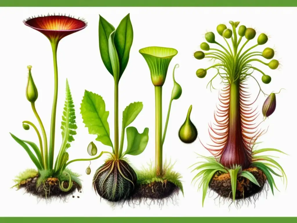 Ciclo de vida planta carnívora: germinación, desarrollo y crecimiento de planta adulta