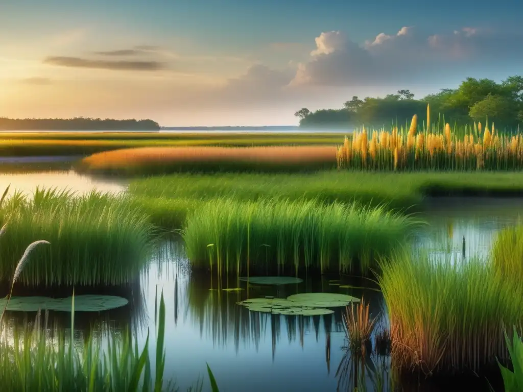 Ciclo de vida plantas en pantano: imagen impresionante 8k muestra la vibrante vida en un humedal, con cattails, lirios de agua y más (110 caracteres)