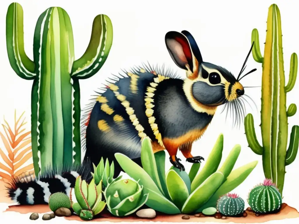 Ilustración acuarela México, Cochinilla, flora, economía local