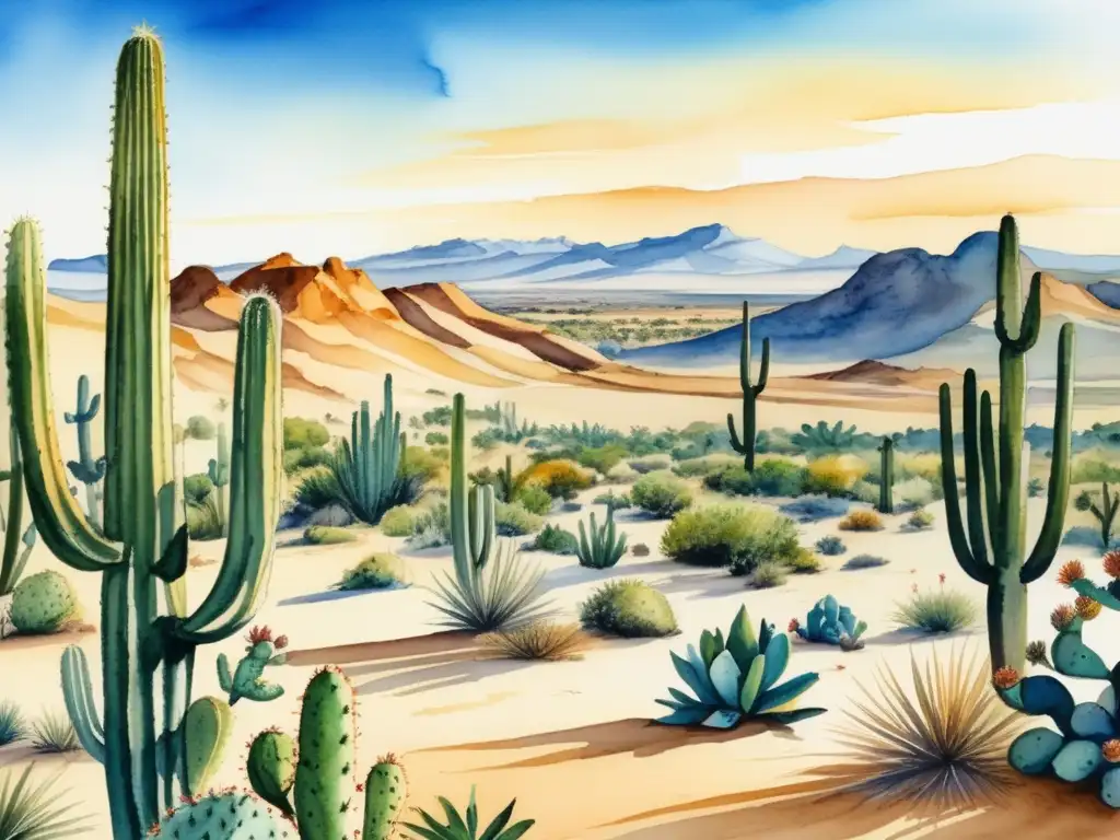 Pintura acuarela: Flora del desierto, belleza oculta y recorrido fotográfico