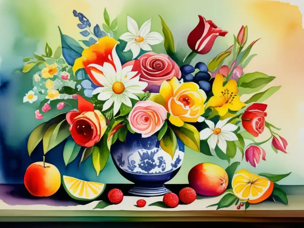 Pintura acuarela: Importancia histórica de flores y frutas en la pintura