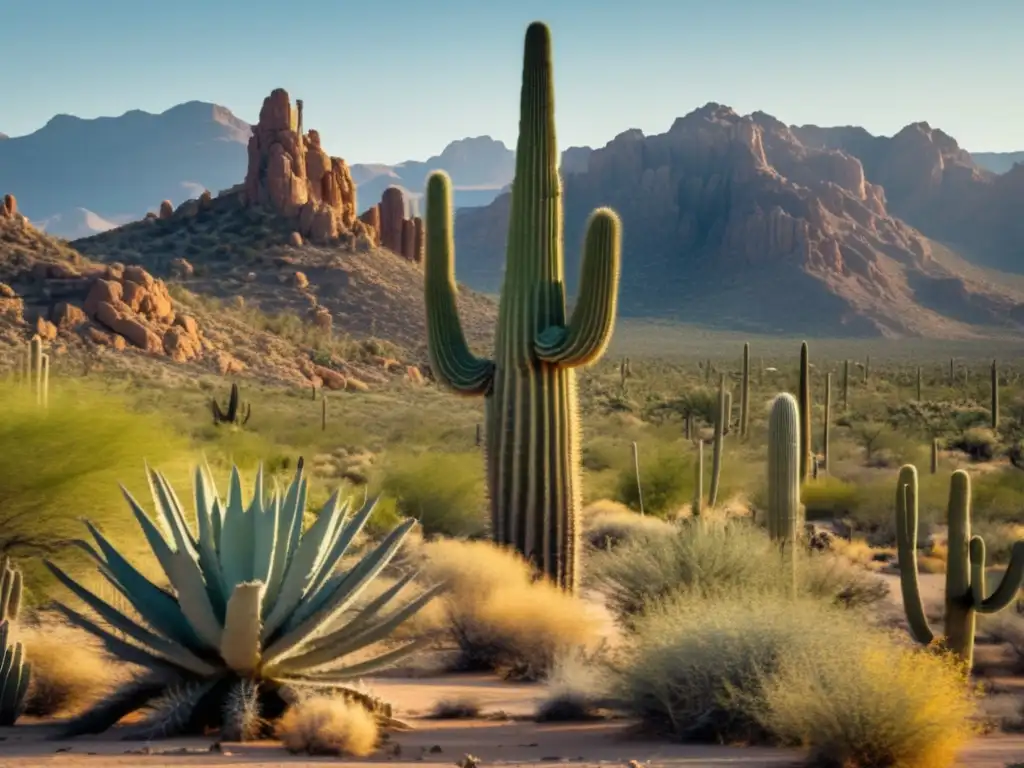 Adaptación de plantas desérticas al agua - Paisaje desértico 8k detallado con terreno rocoso y vegetación escasa