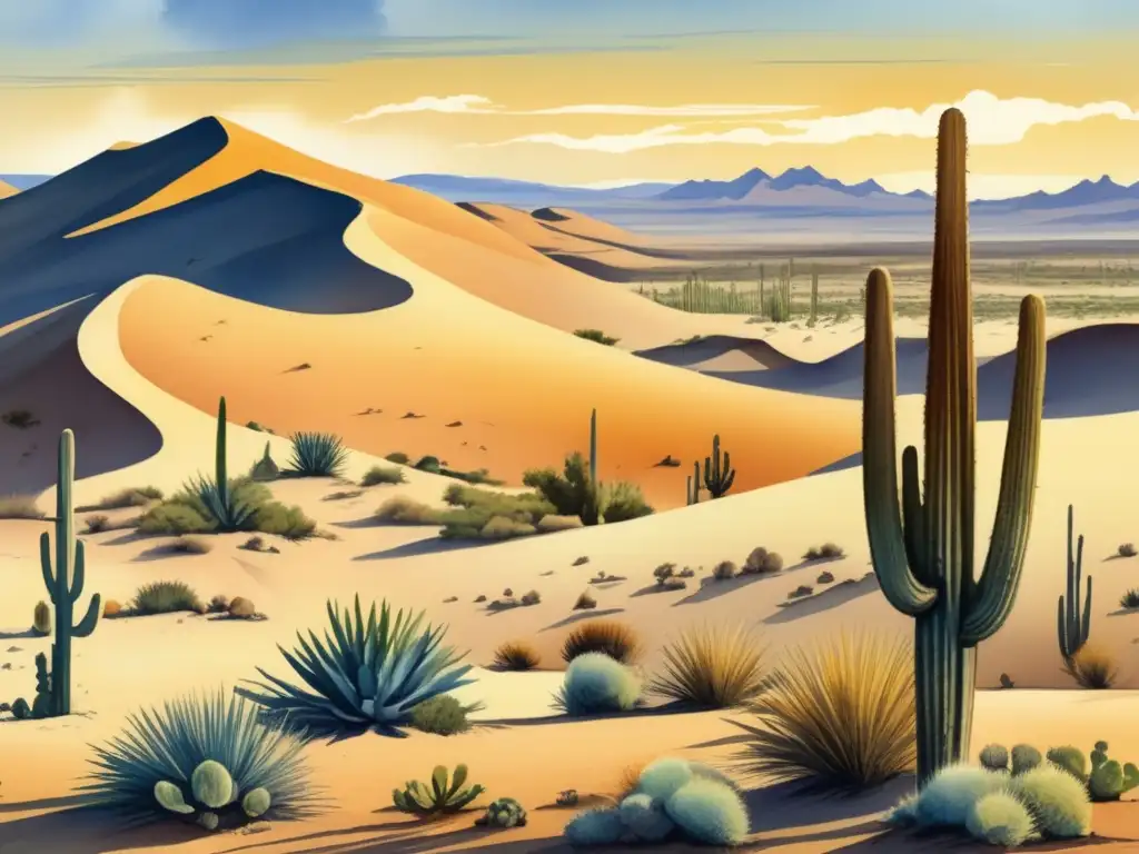 Desierto de arena y cactus bajo el sol Plantas del desierto: Remedios naturales ancestrales