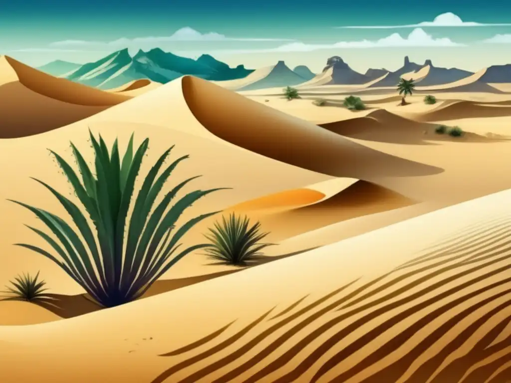 Plantas del desierto en medicina tradicional Plantas medicinales del desierto: Remedios ancestrales naturales en ilustración acuarela