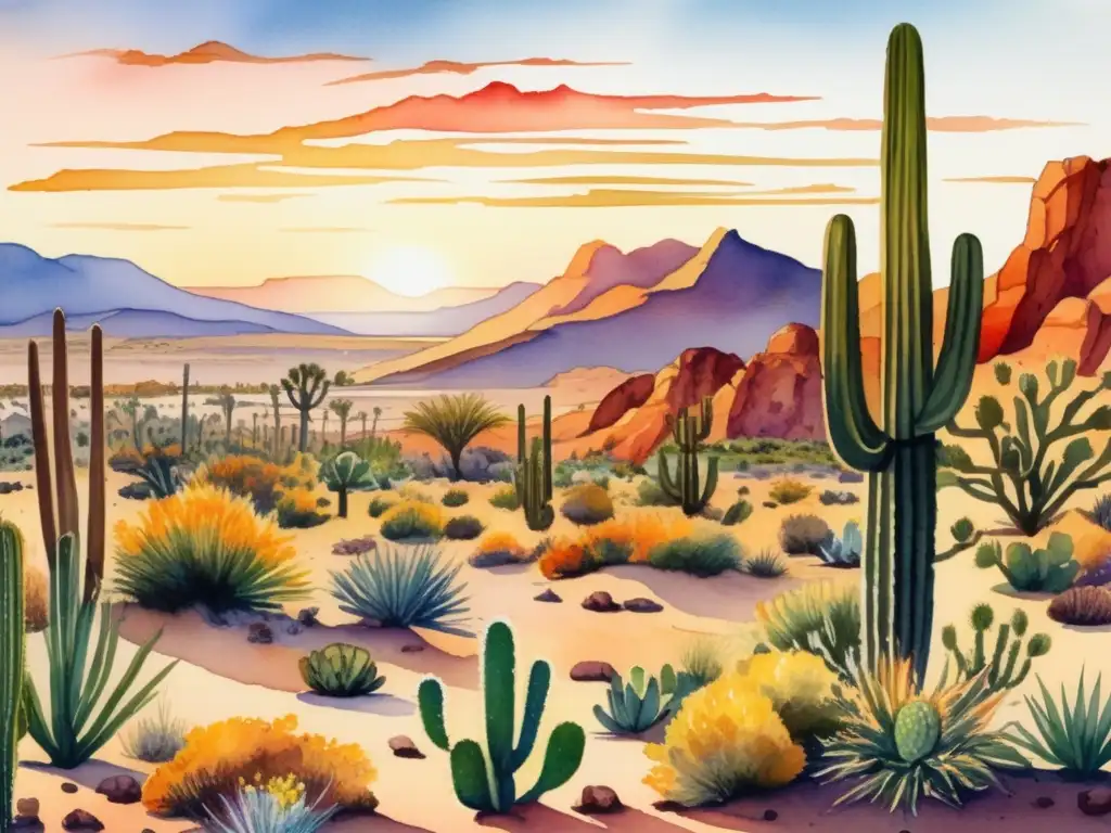 Paisaje desierto al atardecer: Importancia cultural plantas desierto comunidades indígenas