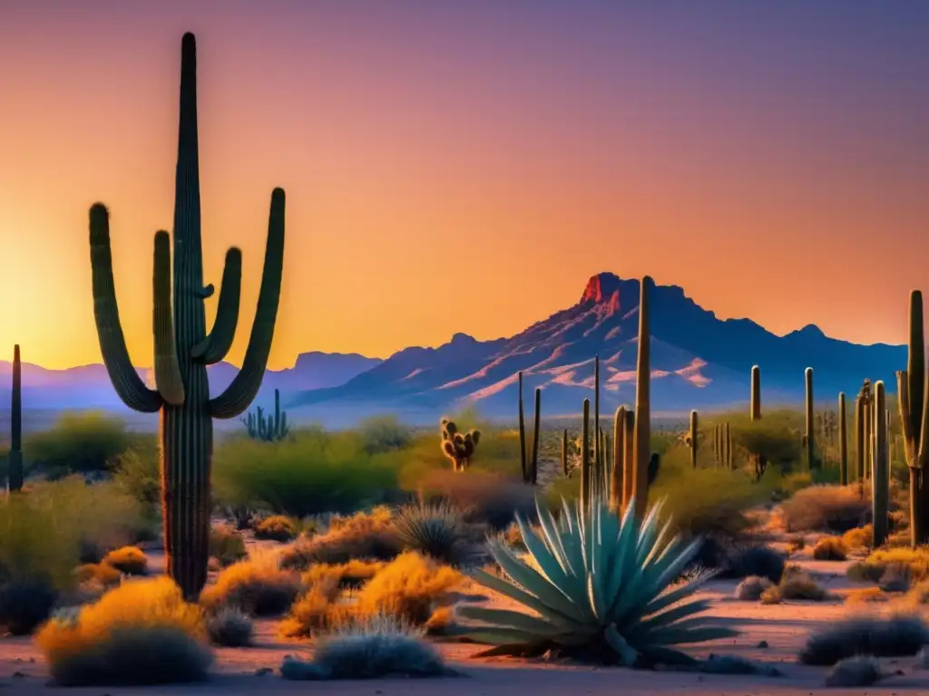 Influencia de plantas del desierto en fauna local: Cactus, flores, animales y paisaje vibrante