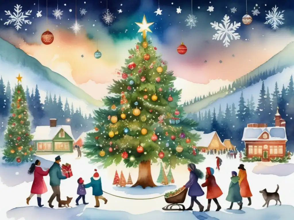 Lush winter forest scene with diverse cultural significance of Christmas tree - Significado histórico y cultural del árbol de Navidad