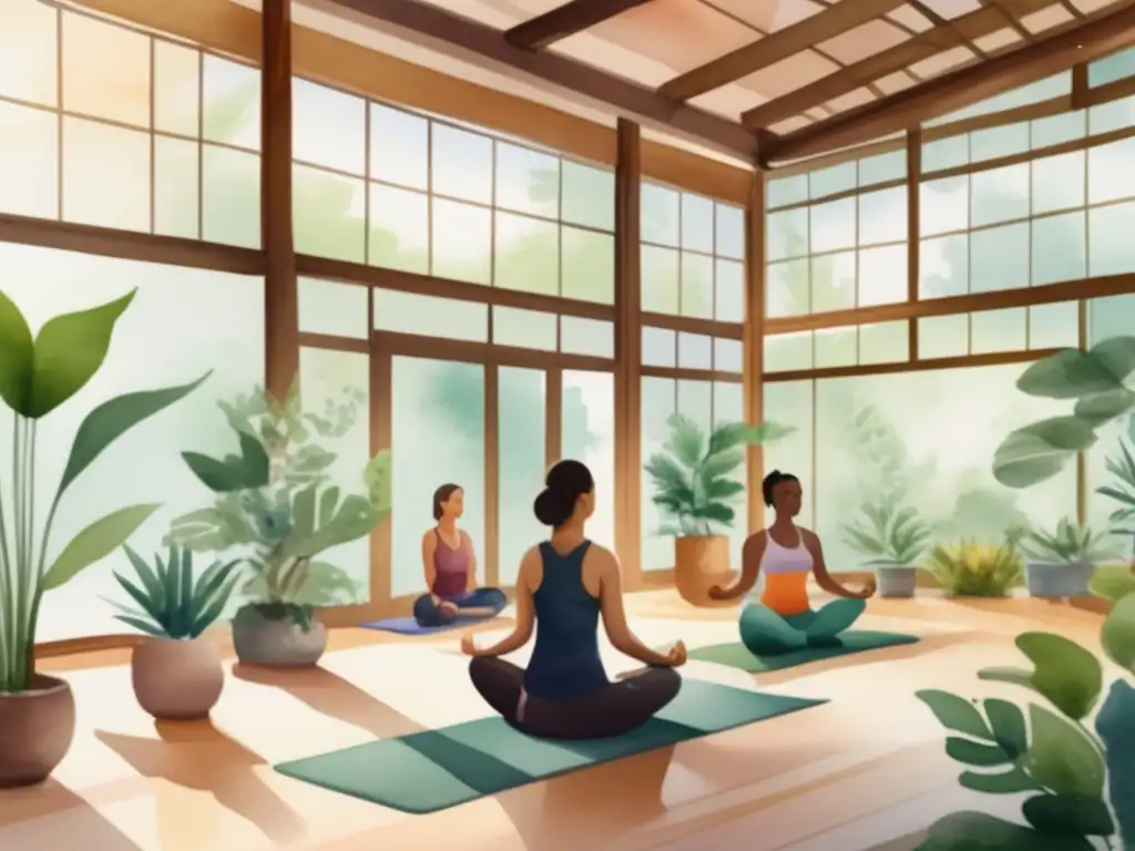 Yoga en un estudio rodeado de naturaleza, con beneficios espirituales de las plantas