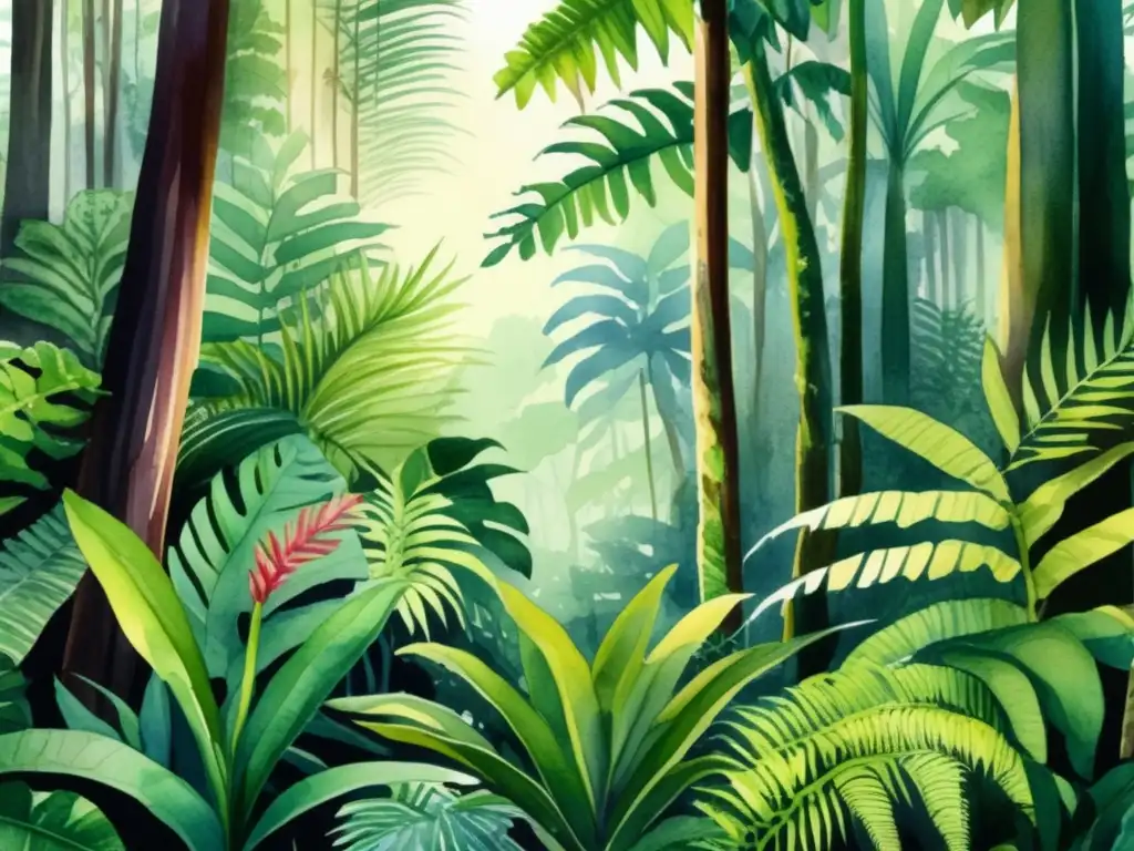 Bosque tropical con plantas de sombra: fascinante y diverso mundo de la vegetación en medio de la exuberante selva (110 caracteres)