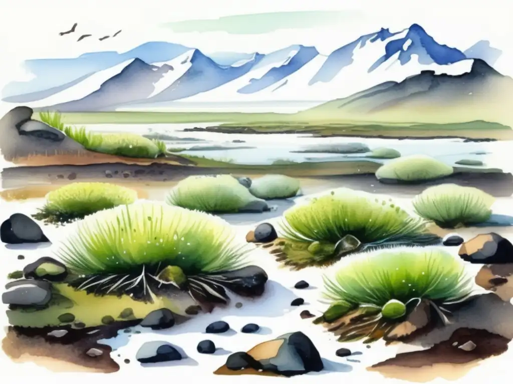 Ilustración acuarela: Ciclo de vida plantas Tundra