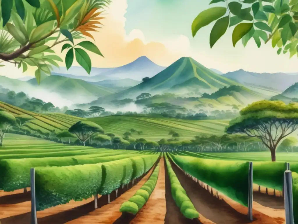 Plantación de yerba mate tradicional en América Latina Paisaje vibrante de plantación tradicional de yerba mate con propiedades medicinales