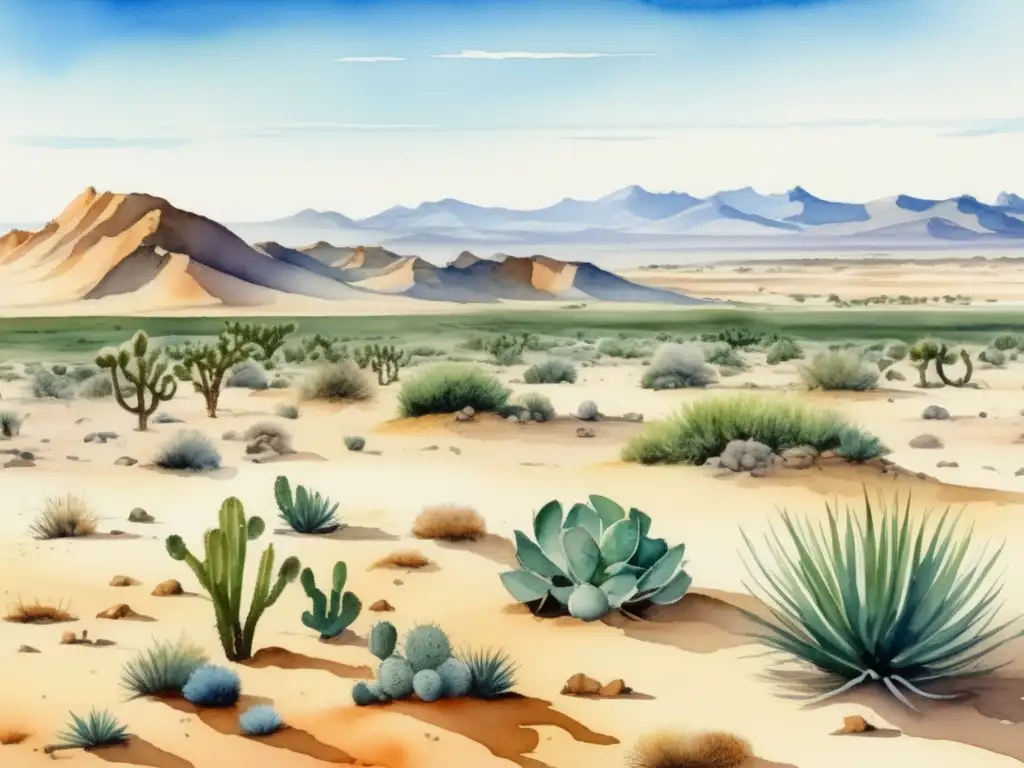 Paisaje del Desierto de Gobi con plantas adaptadas -