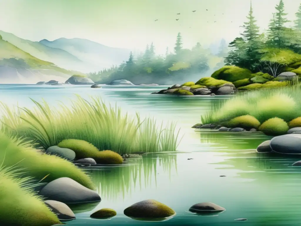 Plantas medicinales y culinarias en vibrante transición acuático-terrestre: imagen 8k detallada de costa exuberante