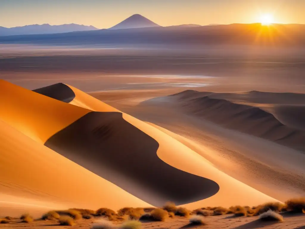 Paisaje del desierto de Atacama con flora adaptada al clima árido