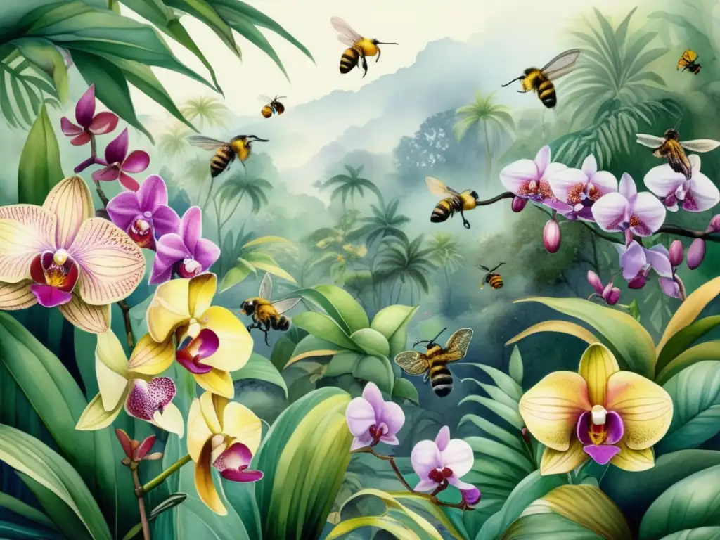 Orquídeas atractivas para abejas en exuberante selva tropical