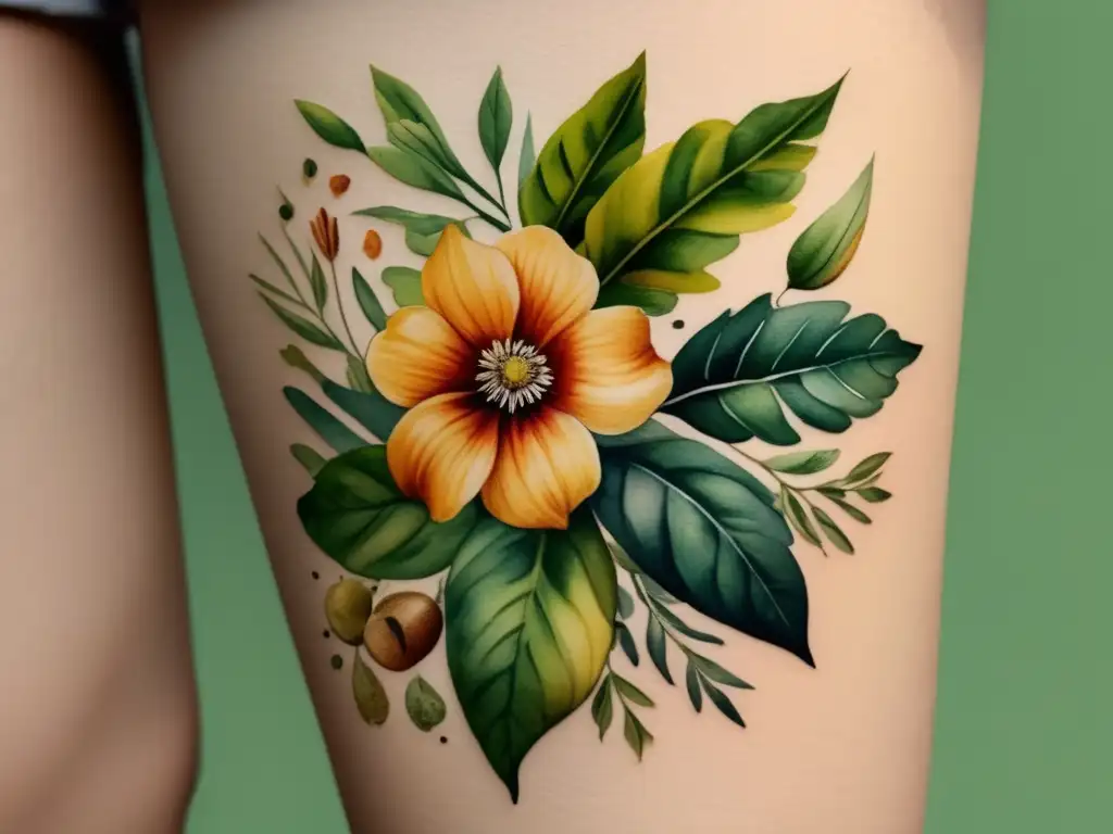 Los tatuajes botánicos más populares: imagen de tatuajes botánicos en acuarela