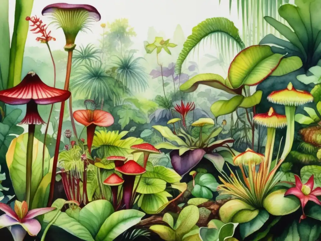 Lush rainforest with carnivorous plants - Beneficios y usos de plantas carnívoras
