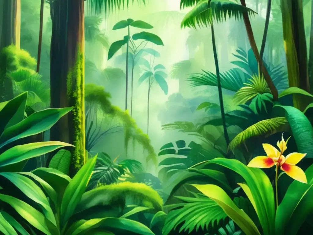 Pintura acuarela 8k: Adaptaciones plantas tropicales