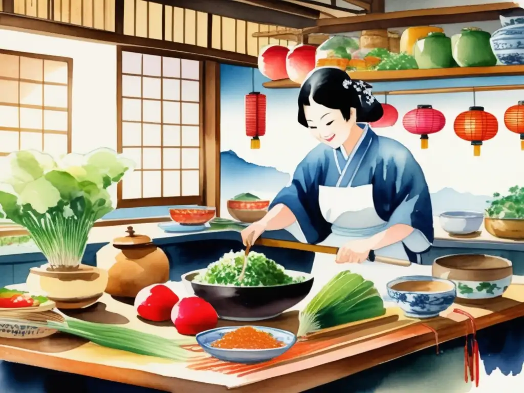 Cocina japonesa con radish Sakurajima Daikon y plantas medicinales japonesas