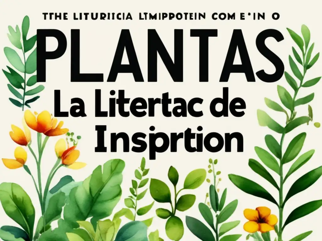 Ilustración acuarela: Bosque exuberante con plantas históricas en literatura