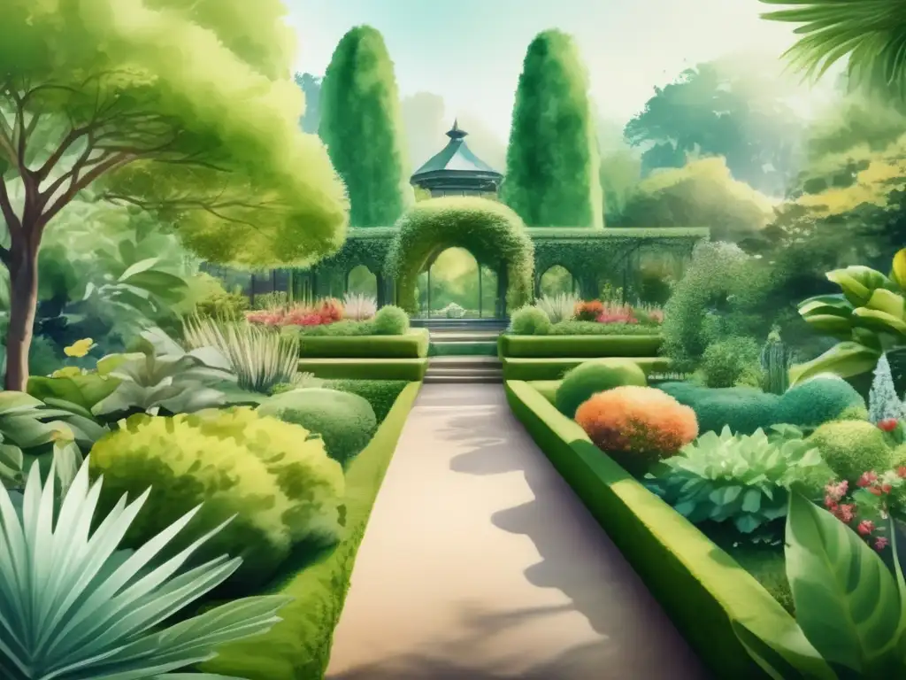 Guía de botánica completa para padres: ilustración acuarela de exuberante jardín botánico