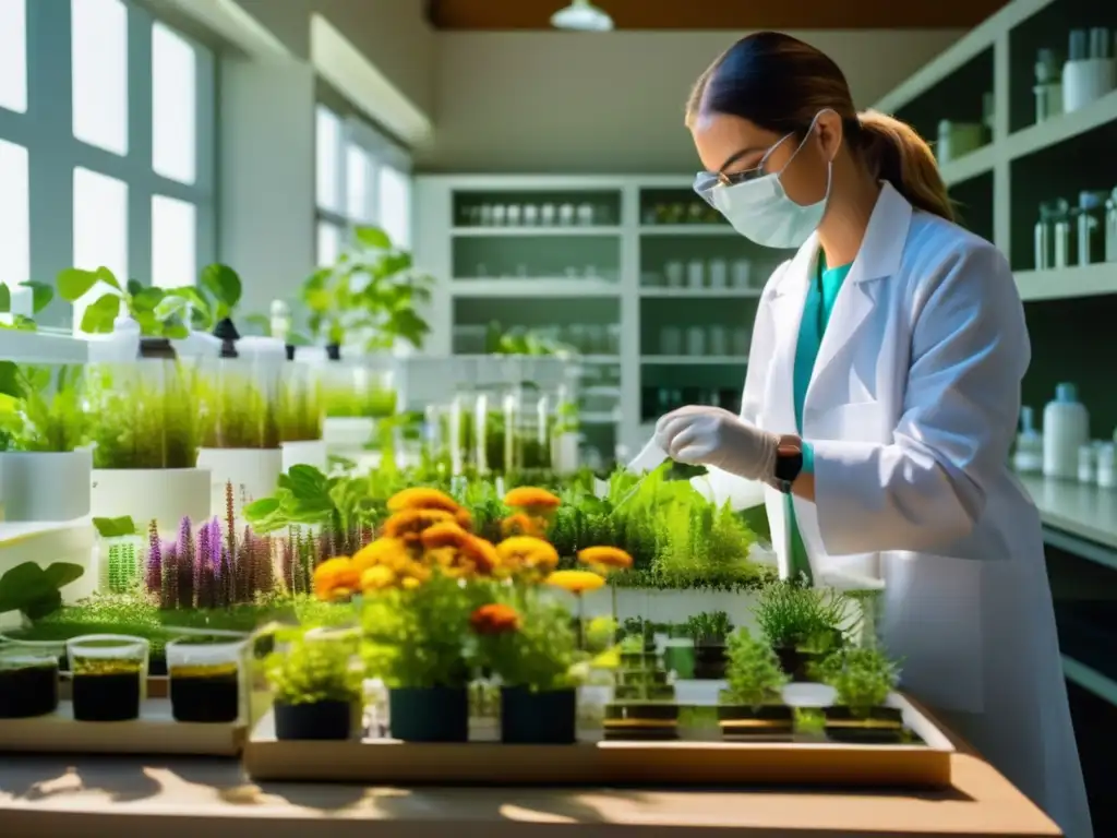 Jardín botánico con cromatografía: Importancia de la cromatografía botánica en un exquisito jardín lleno de plantas vibrantes