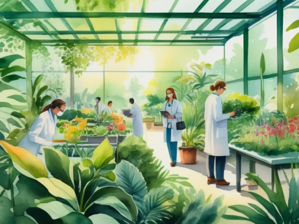 Botánicos monitorean plantas con sensores Monitoreo detallado plantas con sensores en jardín botánico