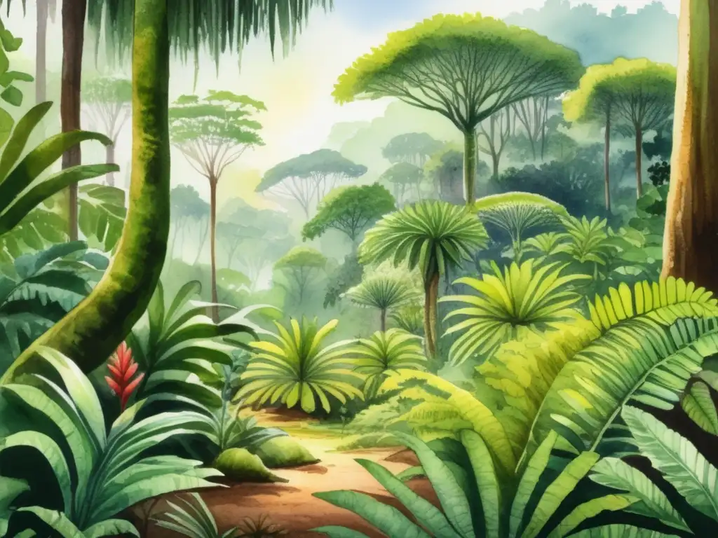 Plantas únicas en Madagascar - Ilustración detallada de acuarela que muestra características físicas de las plantas malgaches