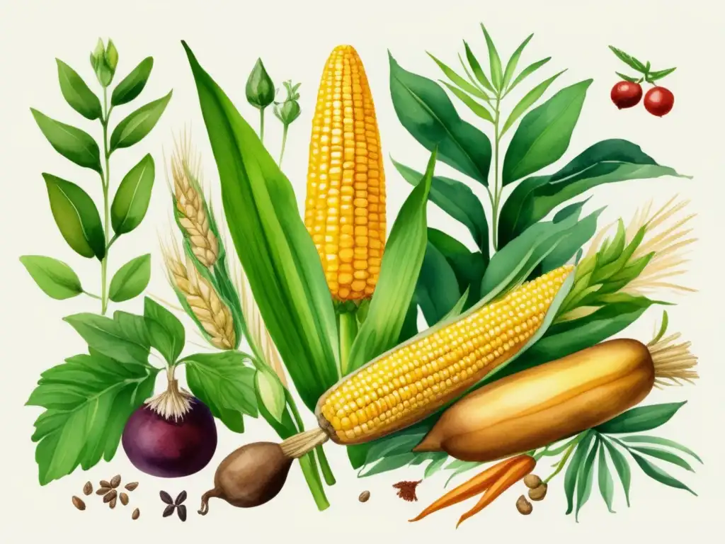 Importancia histórica plantas alimenticias en la ilustración de acuarela