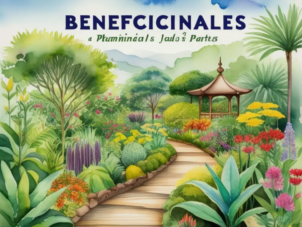 Un exuberante jardín botánico con plantas medicinales