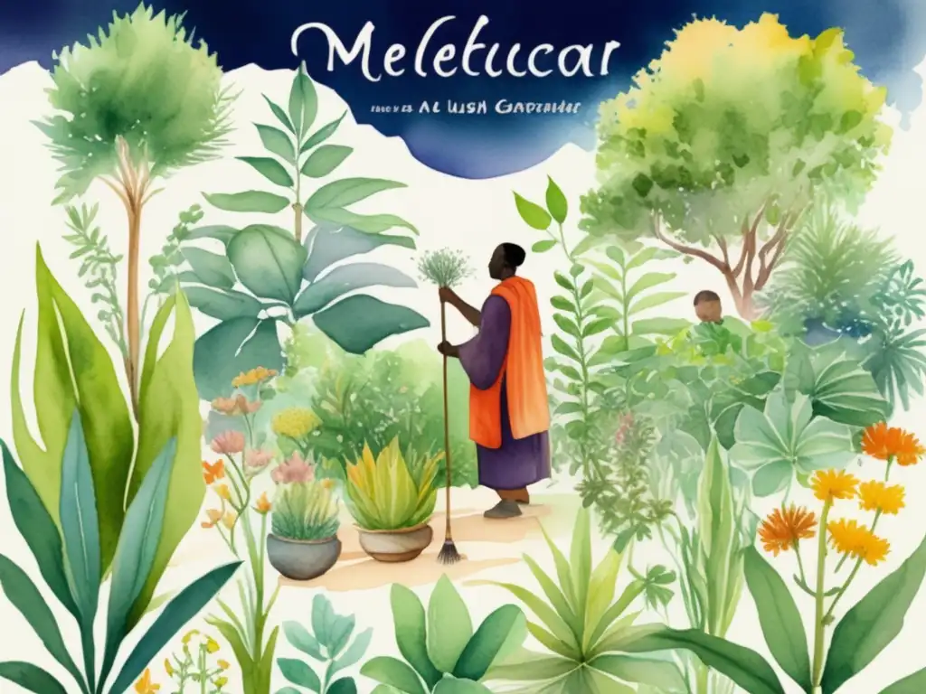 La evolución botánica de las plantas medicinales en un exquisito jardín botánico ilustrado