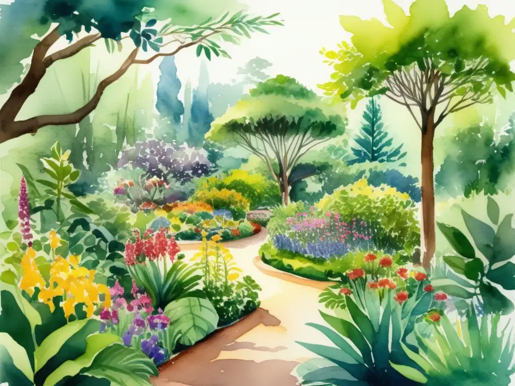 Jardín botánico con plantas medicinales en botánica moderna