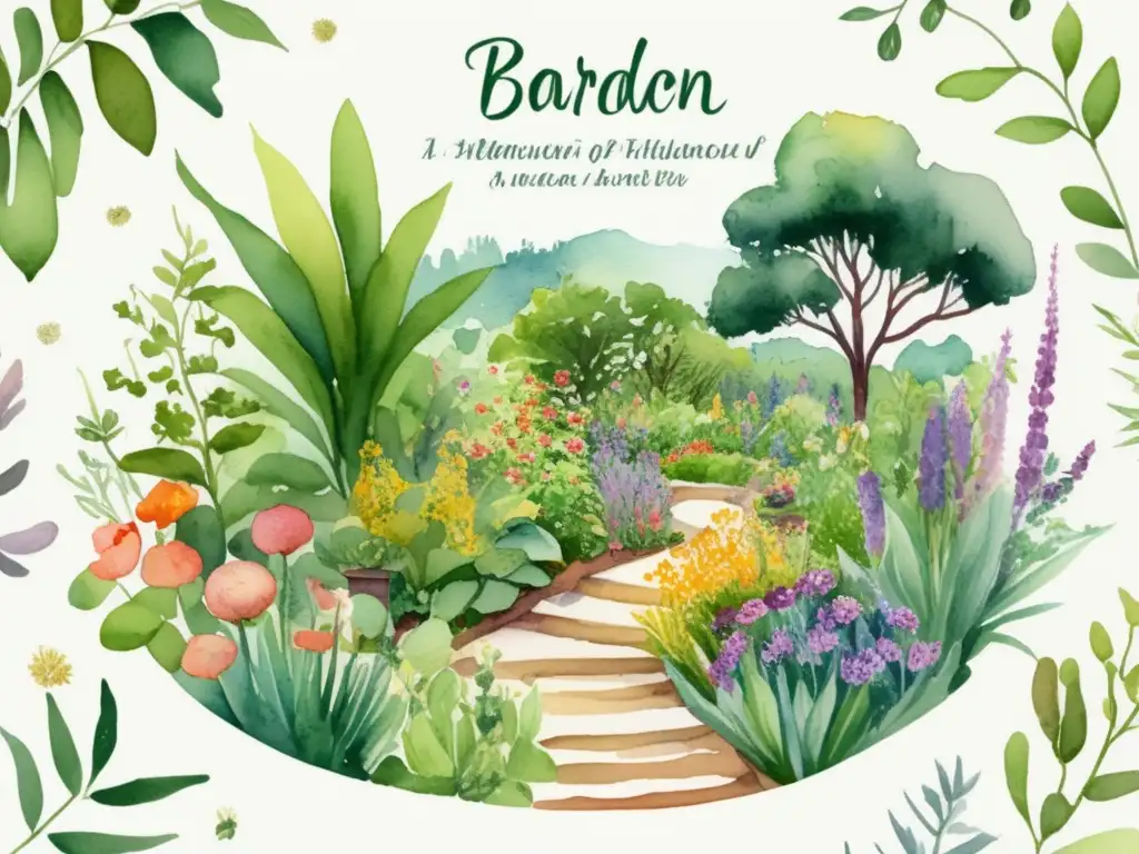 Un jardín botánico exuberante con plantas medicinales y su relevancia en anatomía y curación